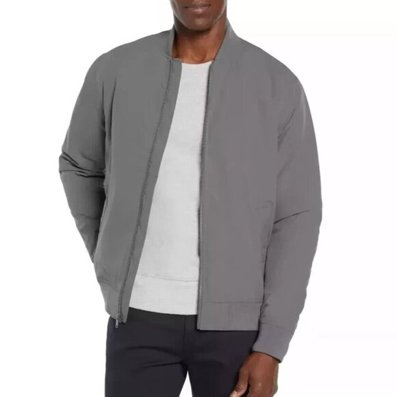 NEW Banana Republic Men's Size L Gray Bomber Jacket Lightweight Polyester Zip-Up - Picture 1 of 8